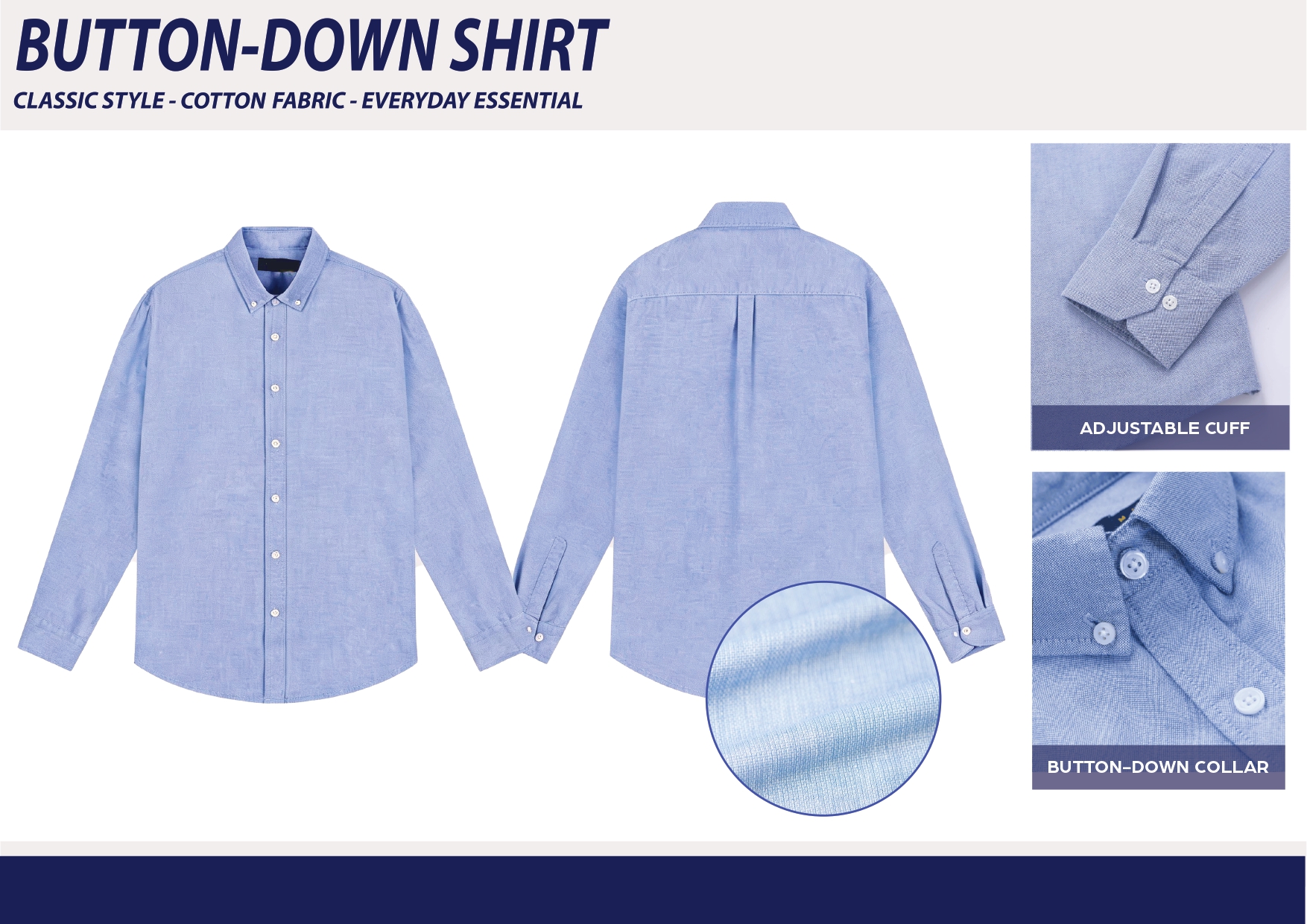 Classic Long and Short Sleeve Button-Down Shirt - Ảnh 2